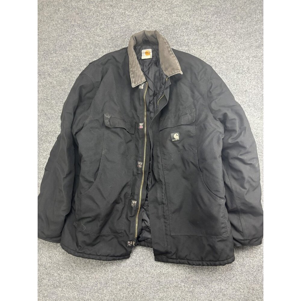 Carhartt Yukon Coat Mens XLT Nylon Insulated Work Parka Corduroy Collar C55 BLK